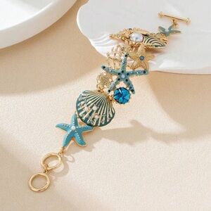 New Gold and Blue Starfish Bracelet